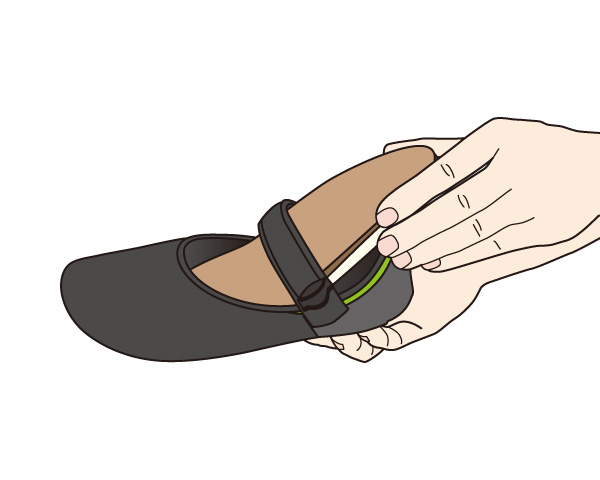 Gaitfix（ゲイトフィックス）使用例　足底板のホルダーとして