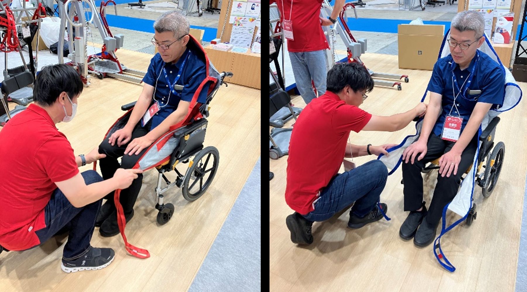 介護テクノロジー　介護リフト　スリング　厚手のモーリフトスリングと薄手で摩擦の少ない他ブランドのスリングを比較